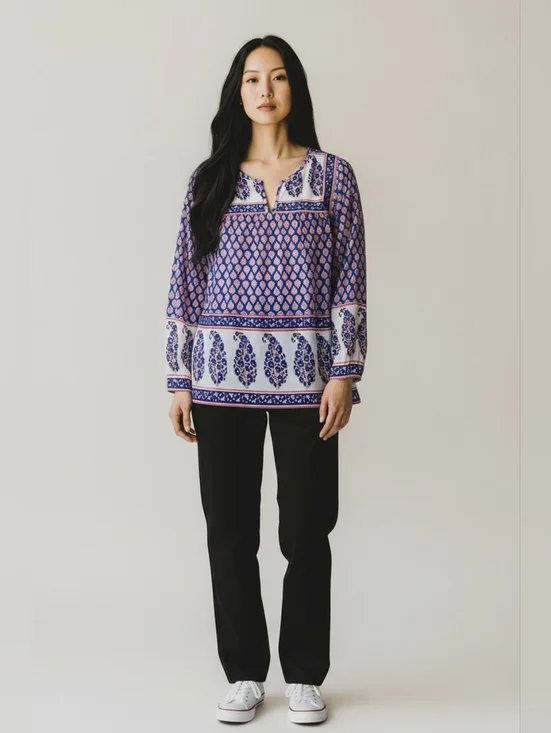 J. Crew Blue French Country Peasant Blouse Size 2 - Picture 7 of 7